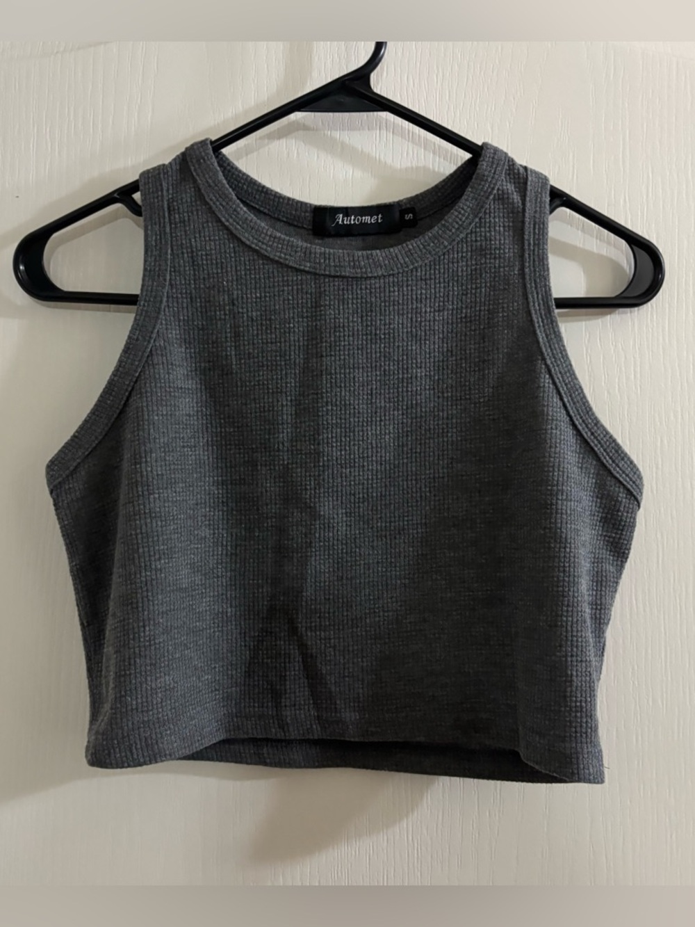 Automet Dark Gray Ribbed Crop Tank